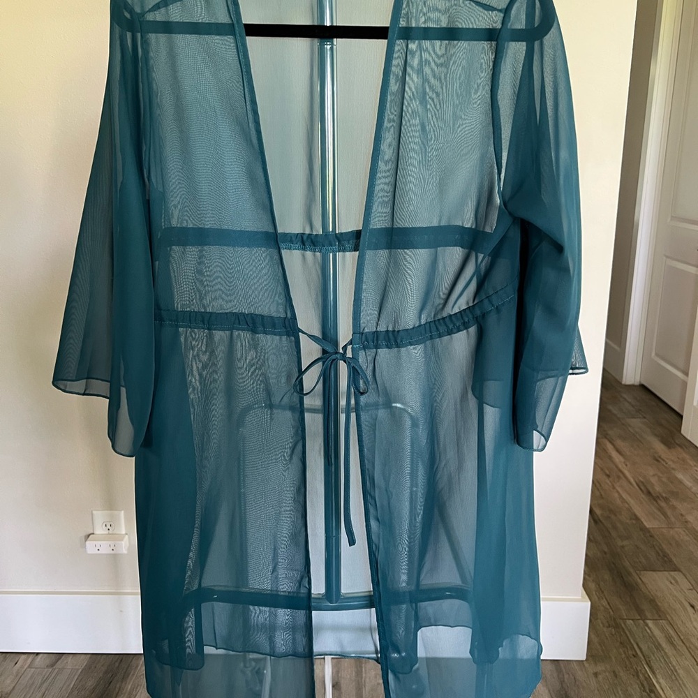Elegant Teal Sheer Robe